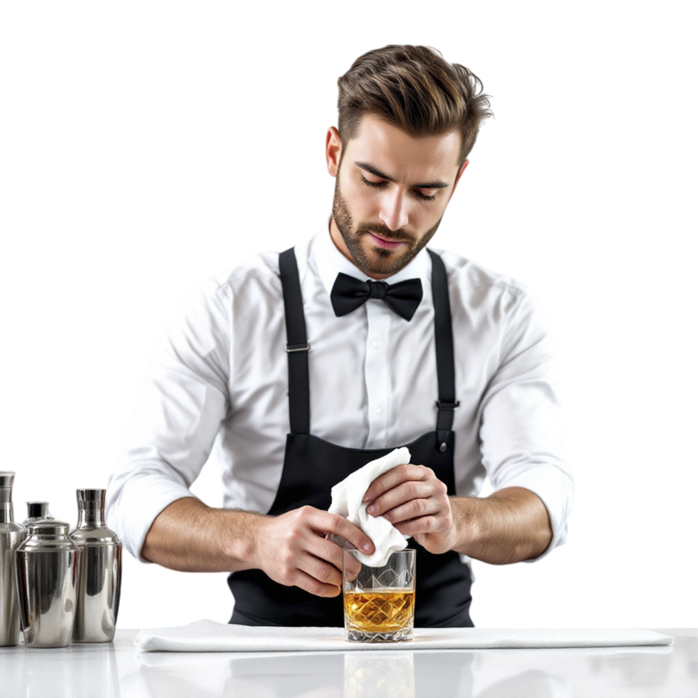 A man in a bow tie pouring a drink into a glass png
