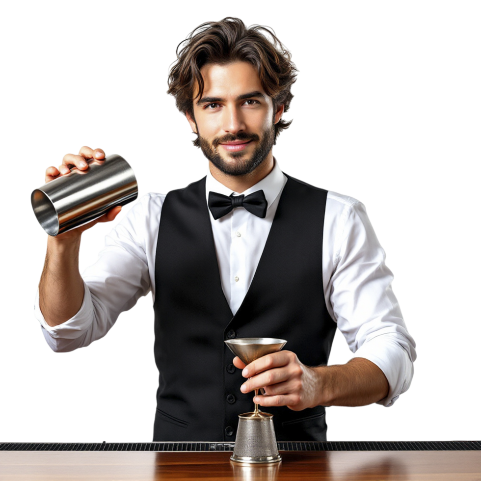 A man in a vest holding a shaker png