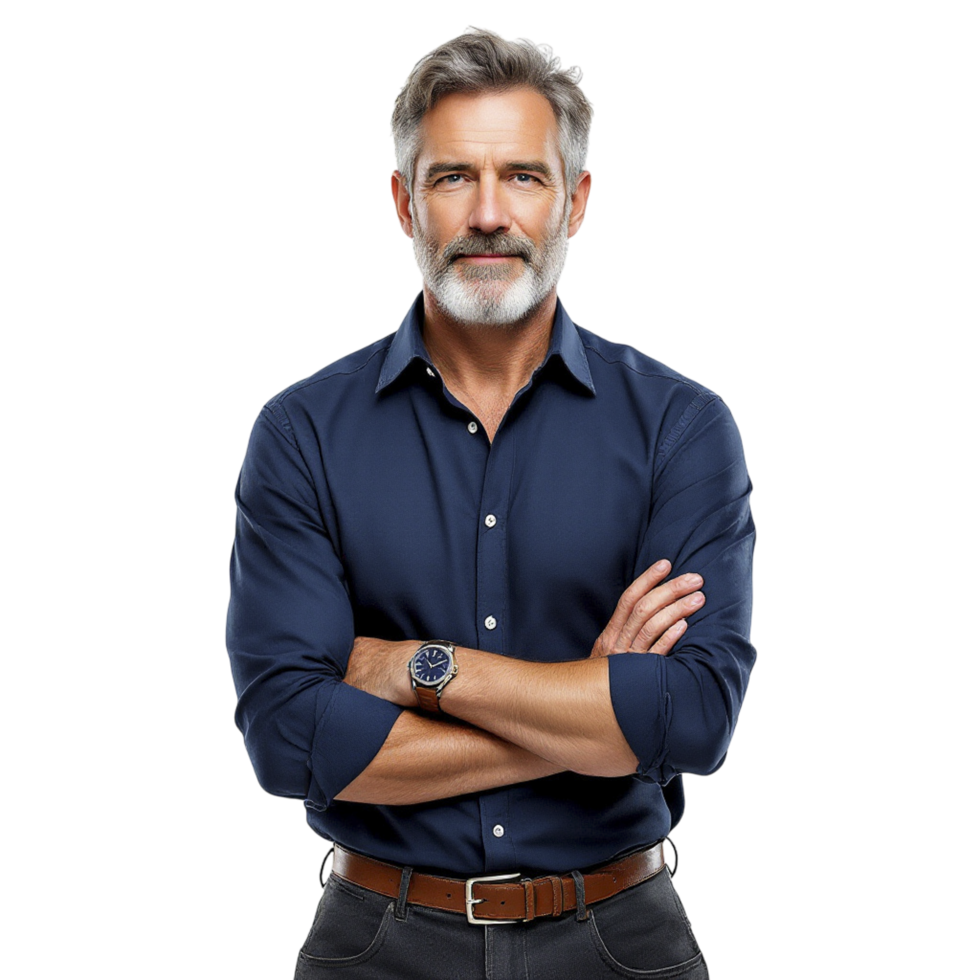 A man with a beard and a blue shirt png