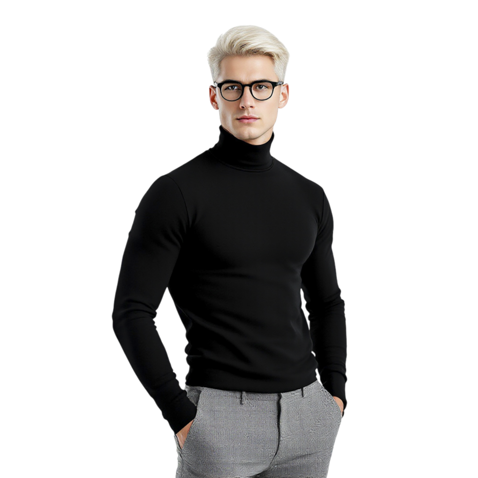 A man in glasses and a black turtleneck sweater png