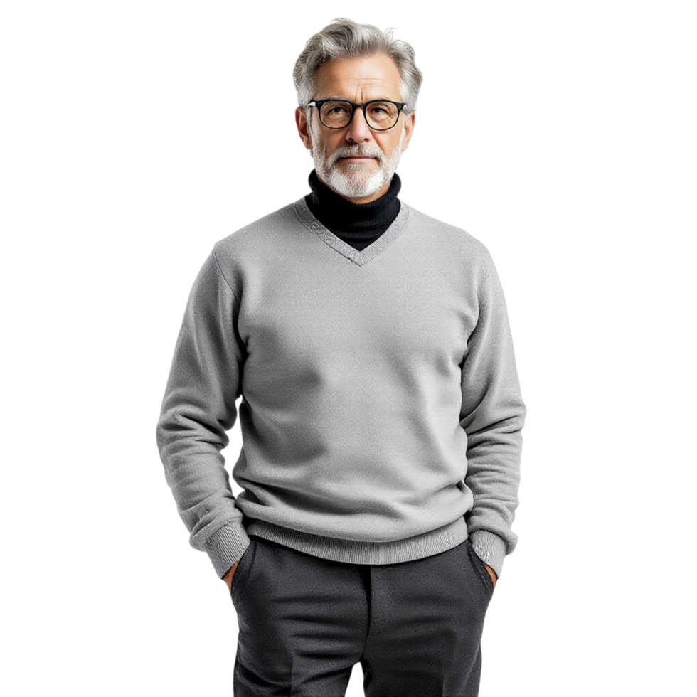 A man in a sweater and glasses posing png