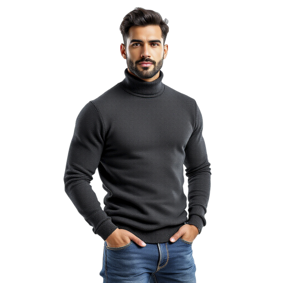 Man in black turtle neck sweater png