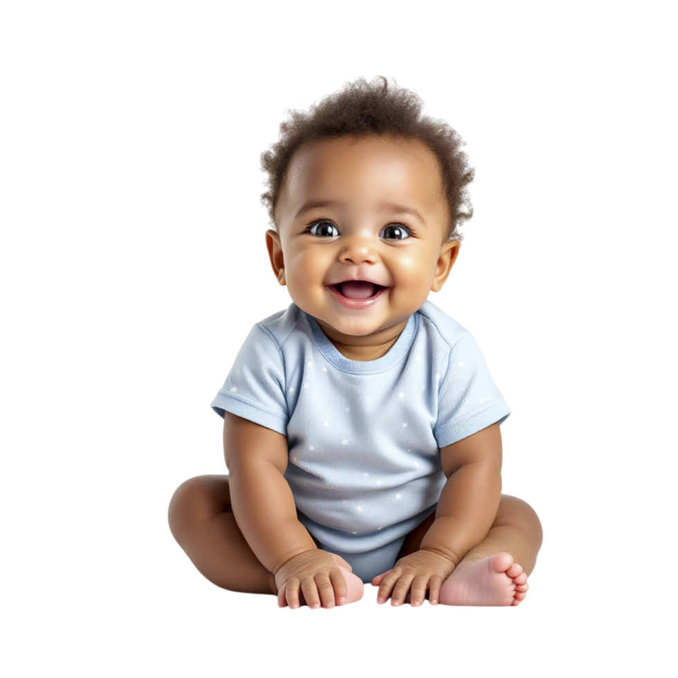A baby sitting on the floor with a smile png