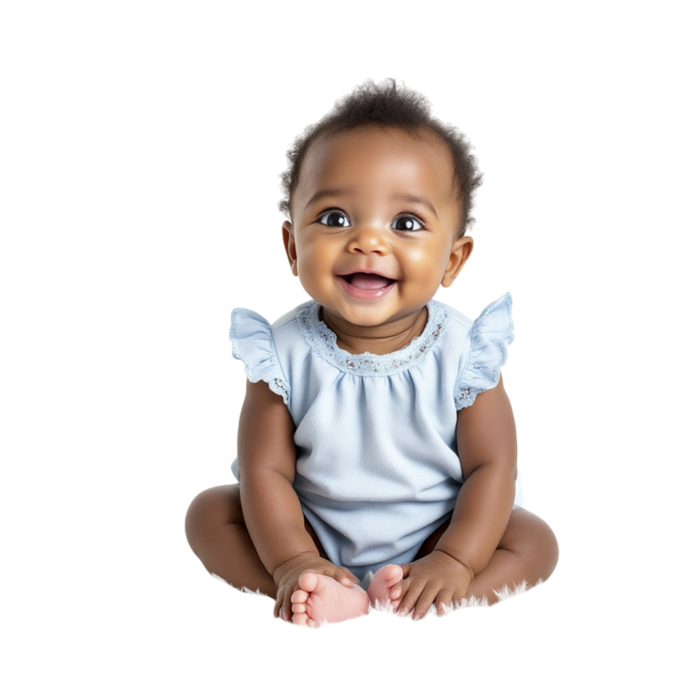 A smiling baby girl sitting on the floor png