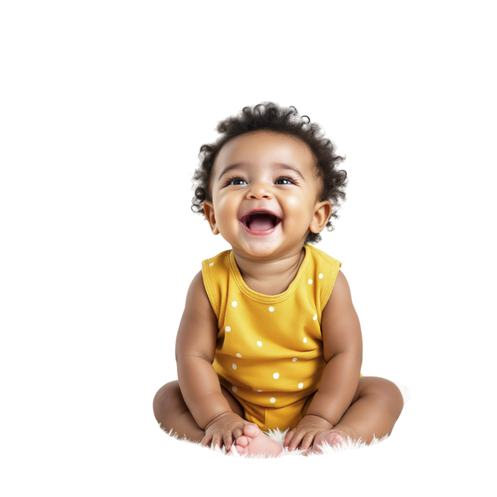 A baby laughing on a black background png