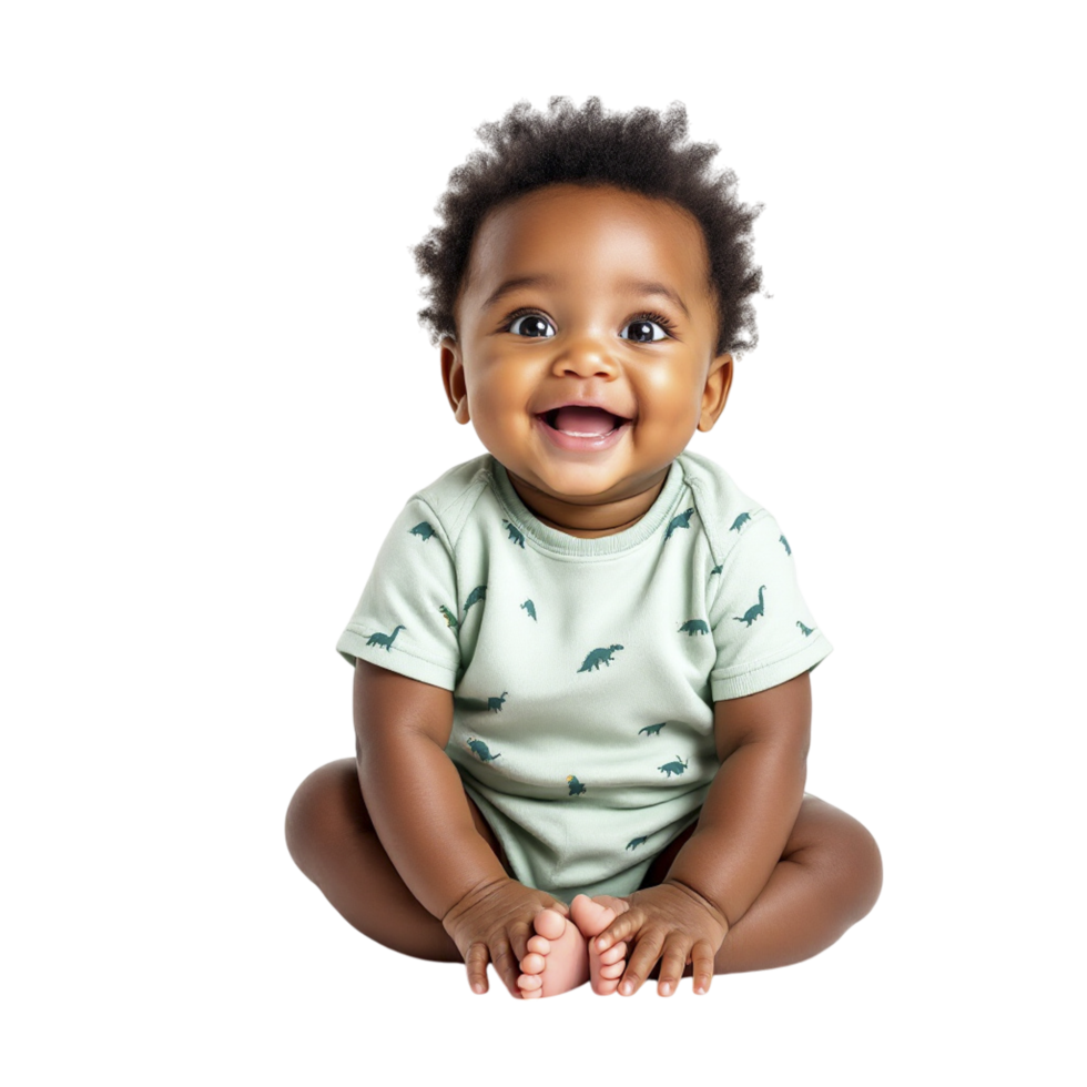 A baby sitting on the floor smiling png