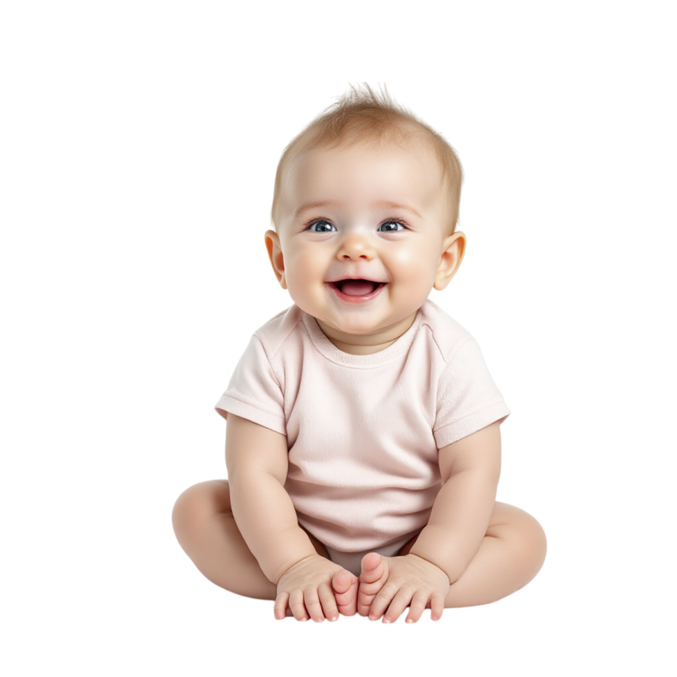 A baby sitting on the floor smiling png