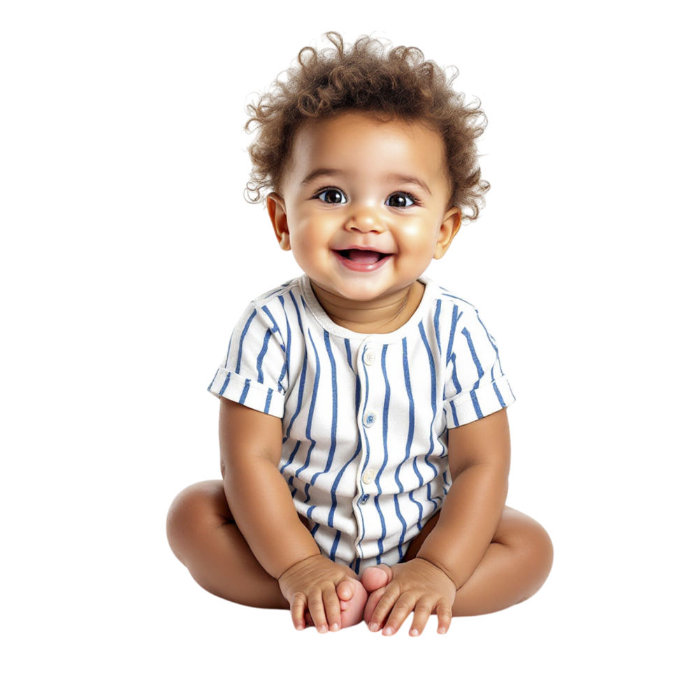 A baby sitting on the floor with a smile on his face png