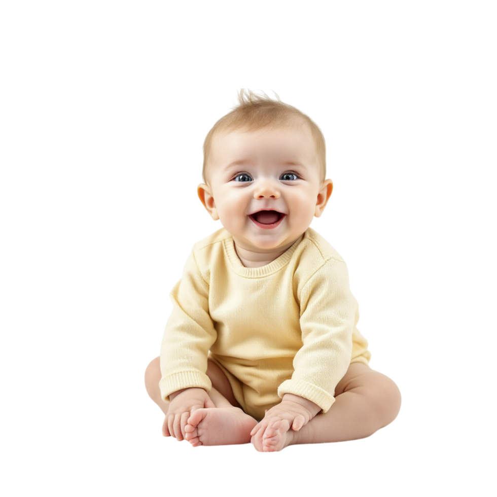 A baby sitting on the floor with a smile png