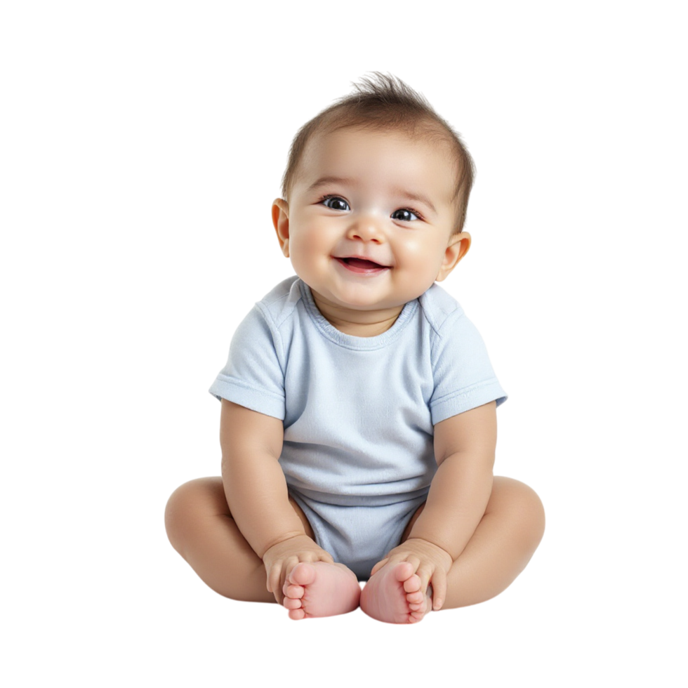 A baby sitting on the floor with his hands in the air png