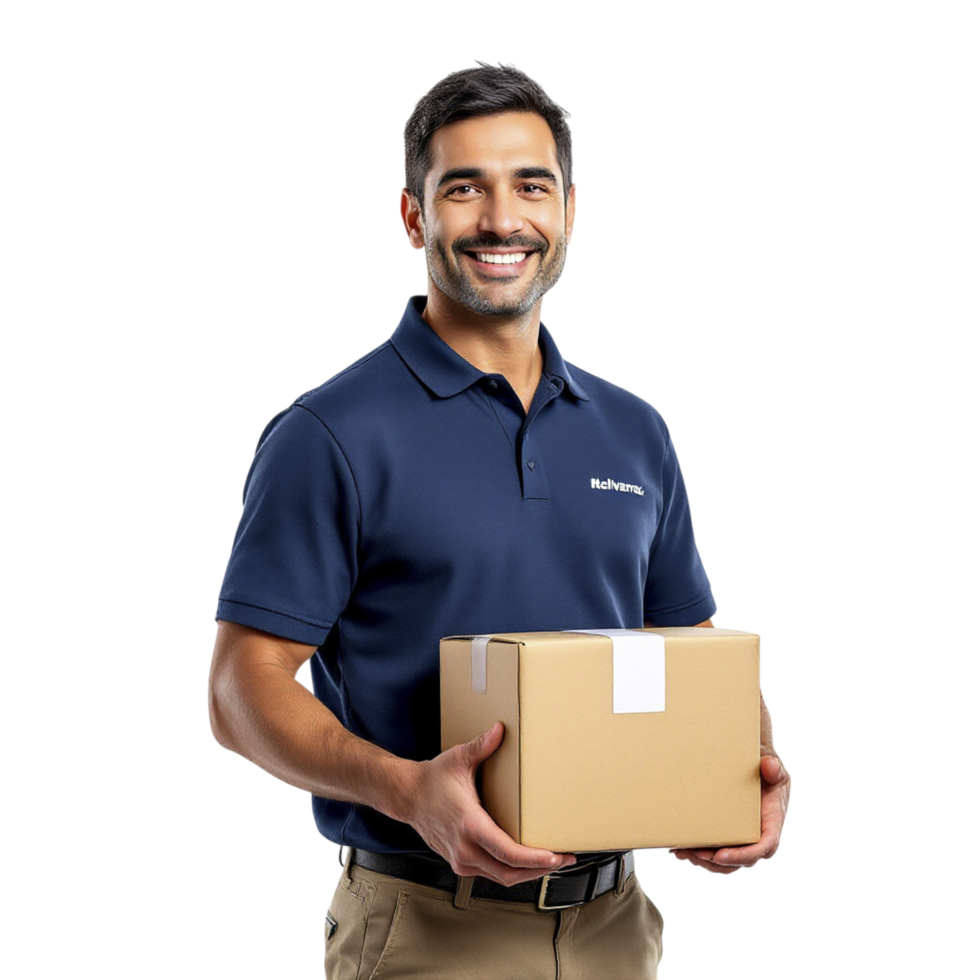 A smiling man holding a box with a smile png