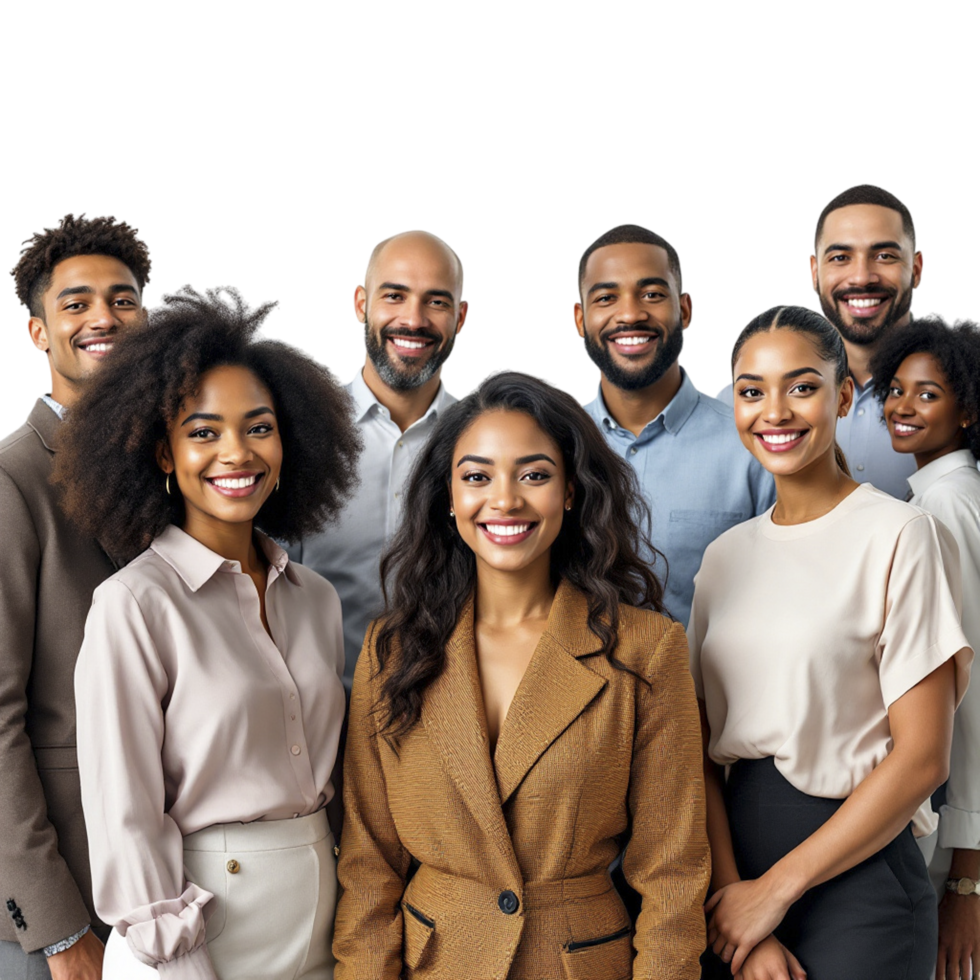 A group of people standing together in front of a black background png