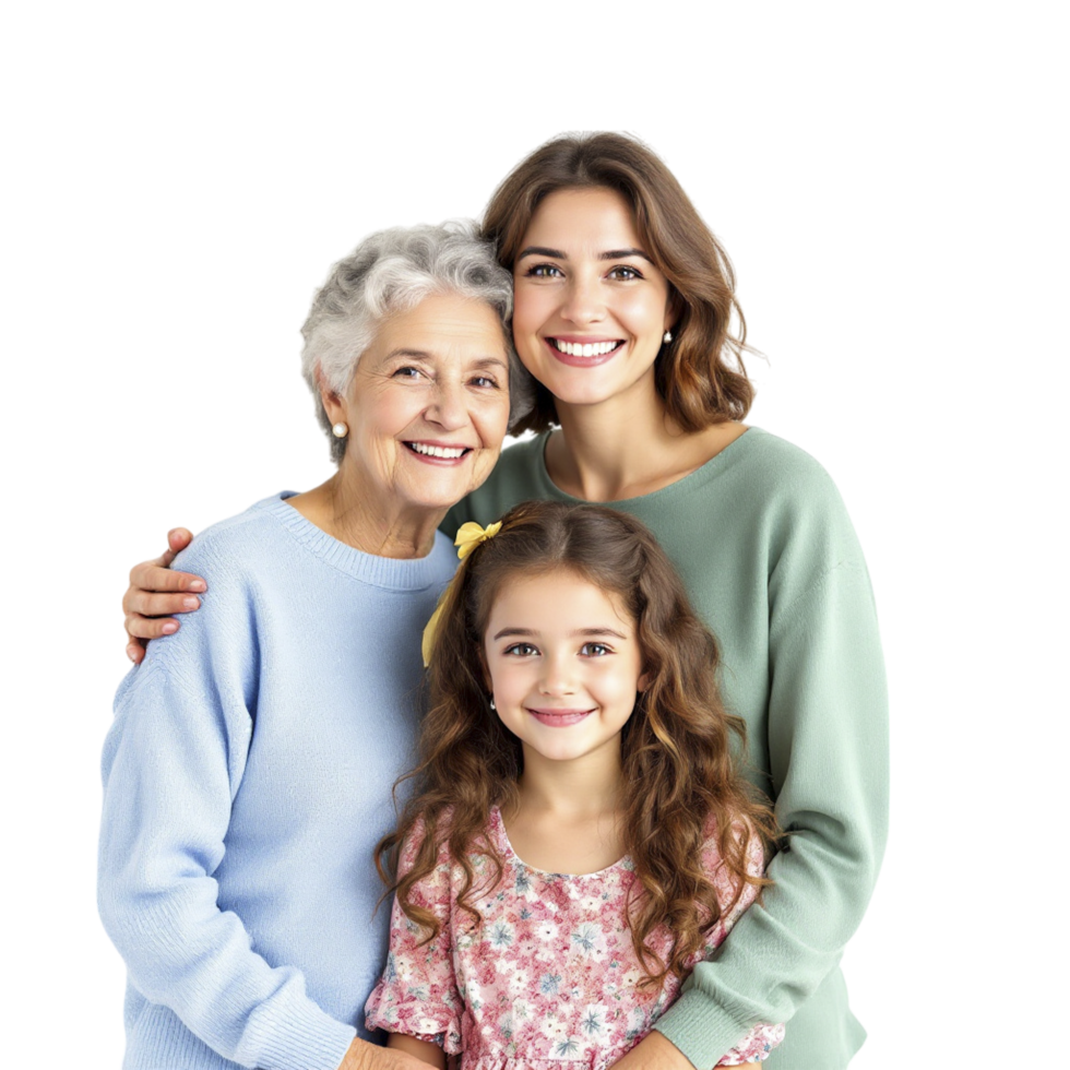 A woman and two children are posing for a photo png