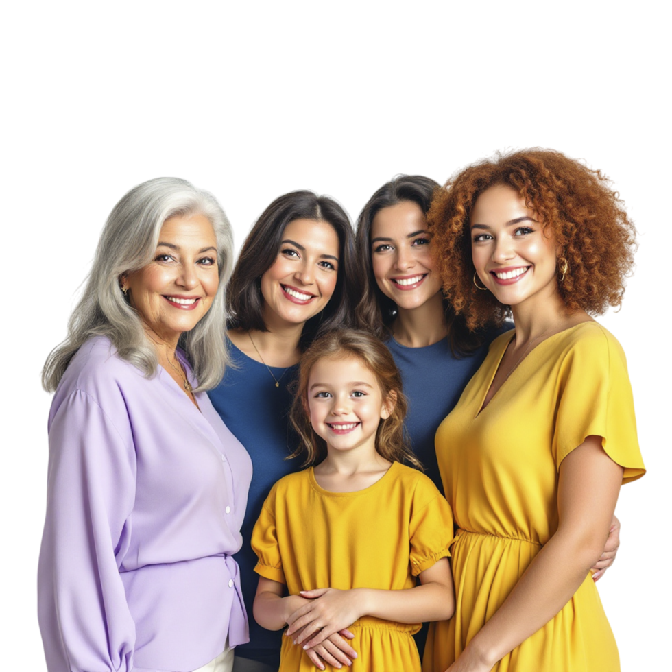 A group of women and a child are posing together png