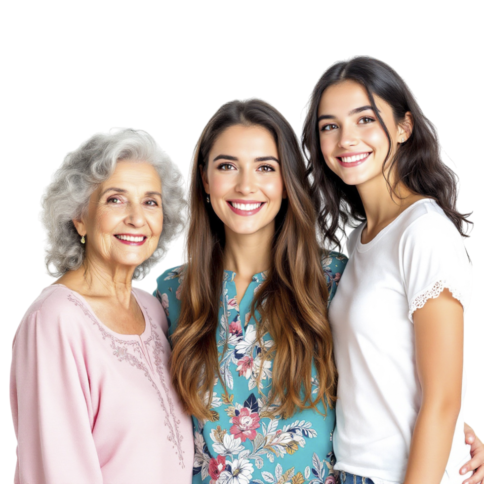 Three women and an older woman are smiling together png