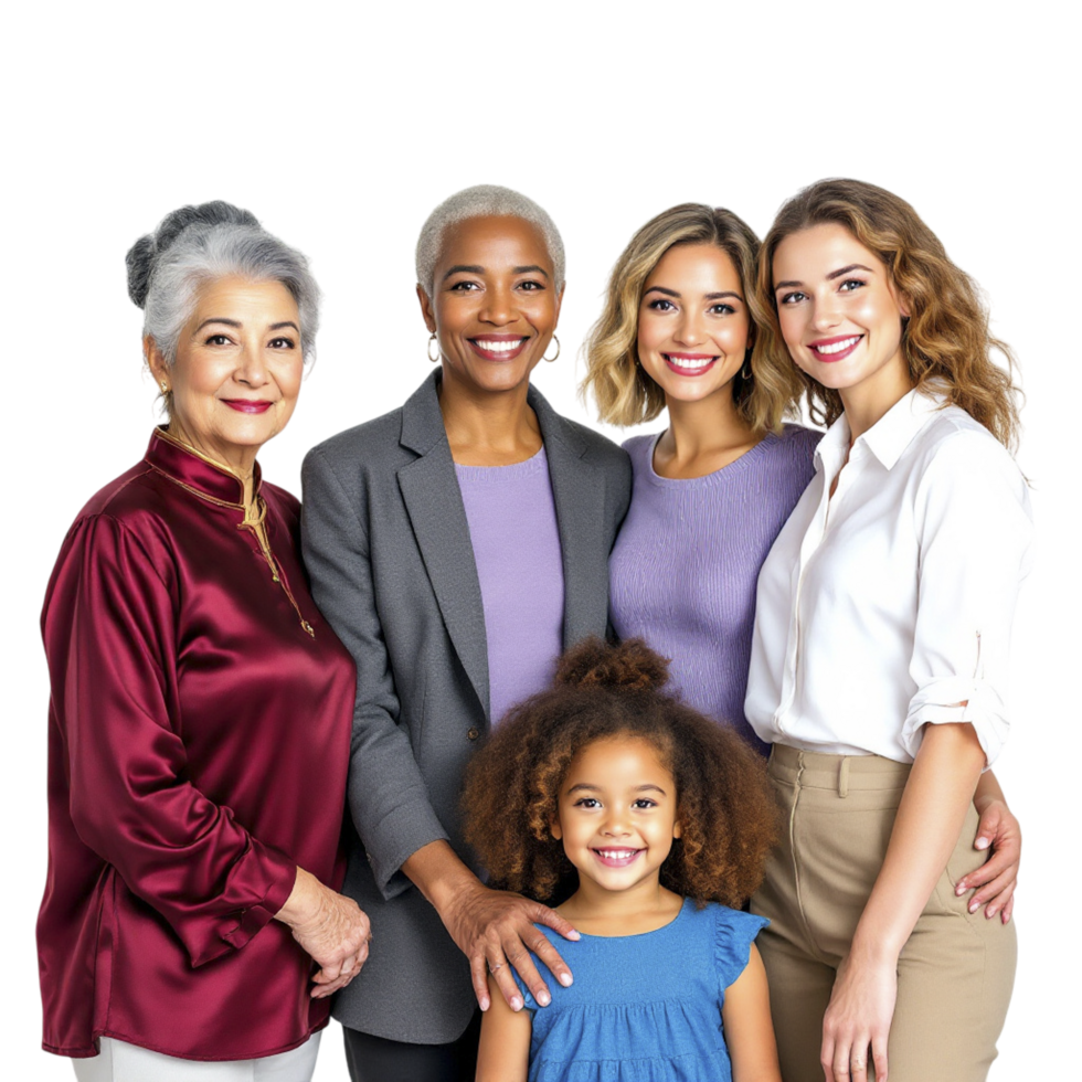 A group of women and a child standing together png