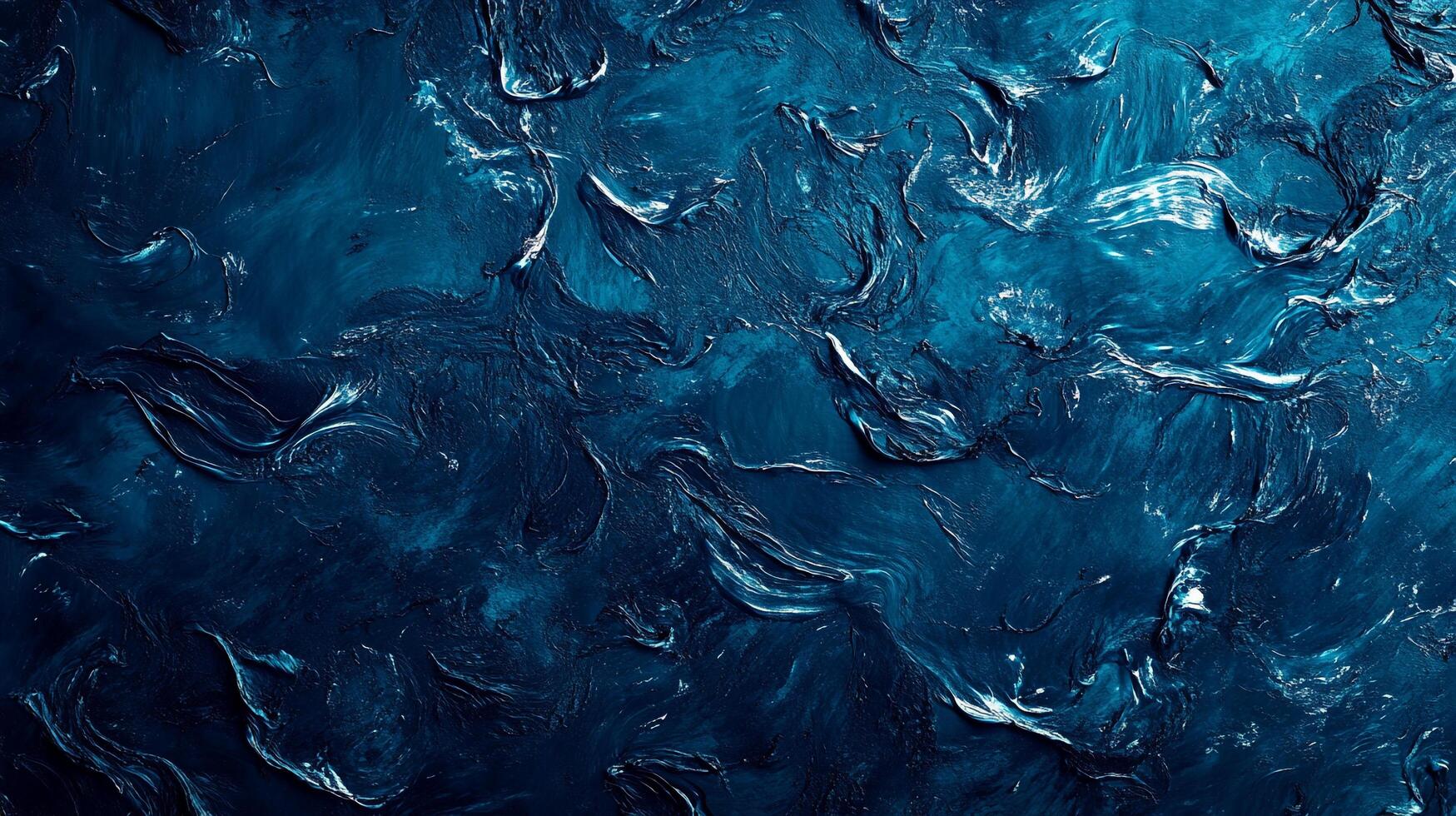 An abstract composition of deep, saturated blues intertwine with delicate swirls of white, creating a calming yet dynamic visual experience. photo