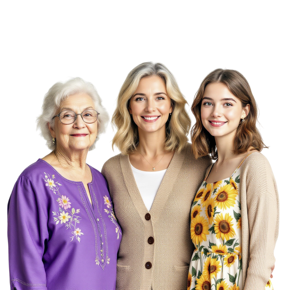 Three women and an older woman standing together png
