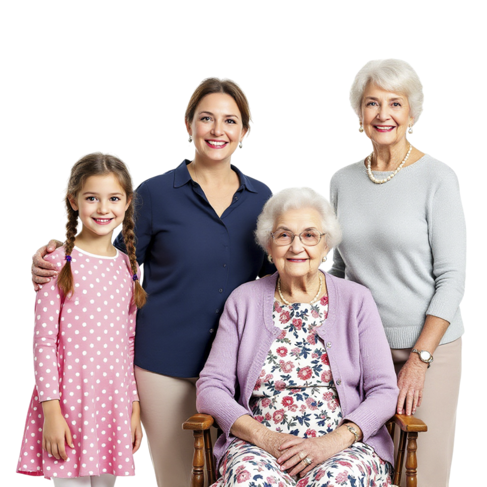 A family with two generations of women and a young girl png