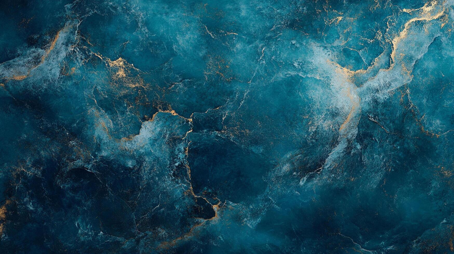 Abstract painting with a blend of blues and metallic gold creating a dynamic fluid texture reminiscent of ocean currents and golden light. photo