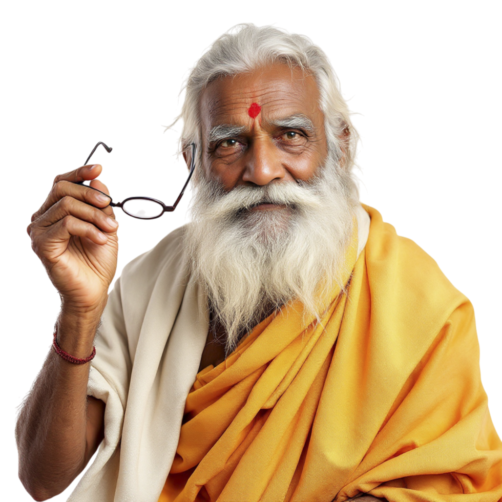An old man with a long white beard and glasses png
