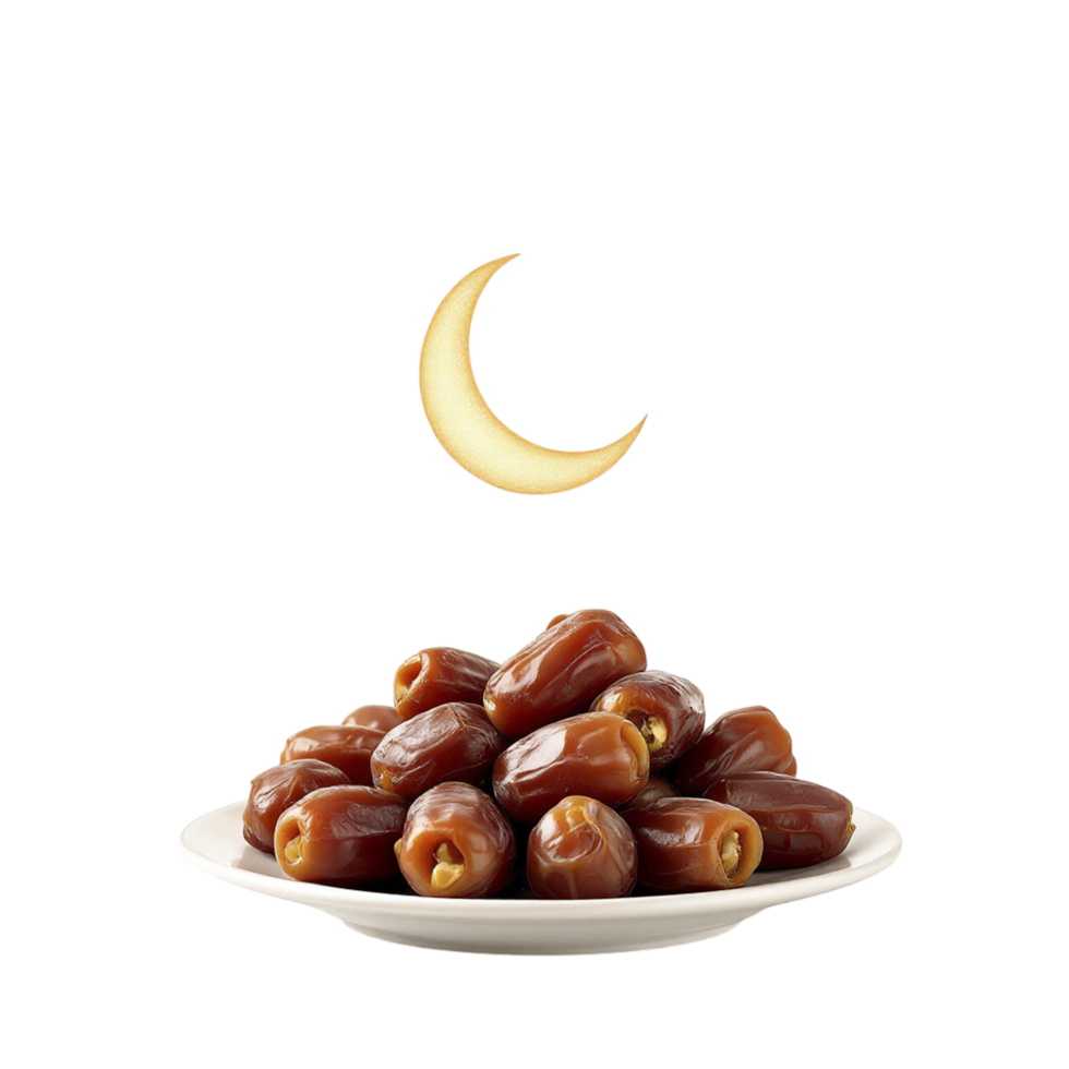 Dates on plate with moon and crescent png