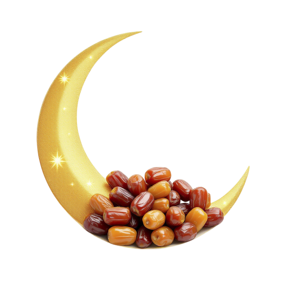Dates and a crescent with stars on it png