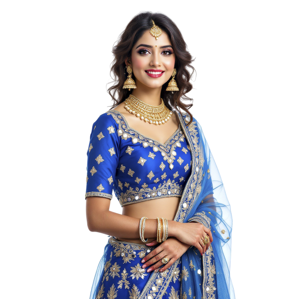 Blue embroidered lehenga choli png