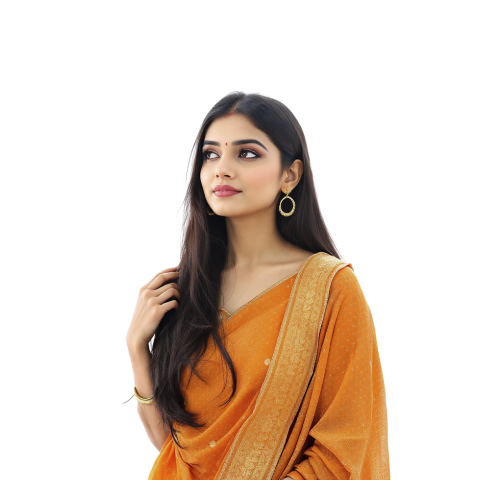 A woman in an orange sari png