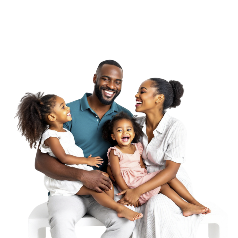 A family sitting on a white bench png