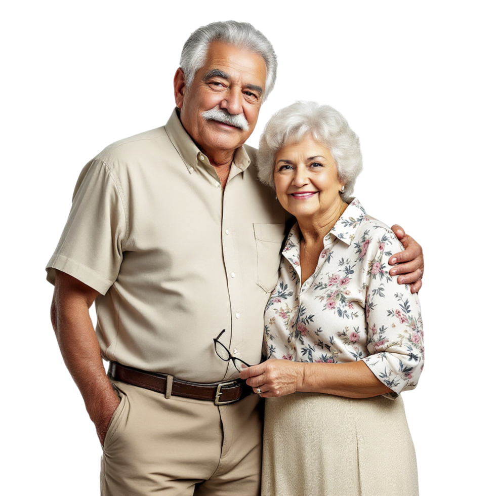 An older couple posing for a photo png