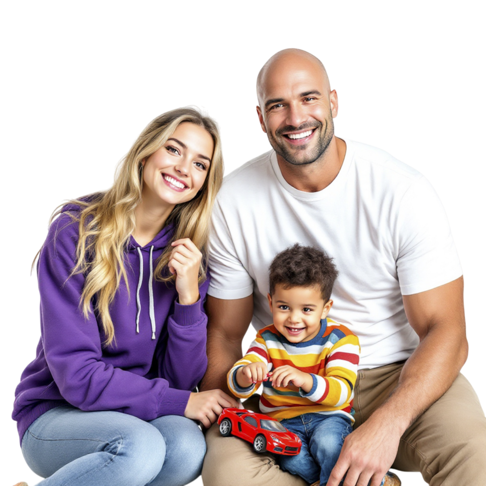 A man and woman with a child sitting on the floor png