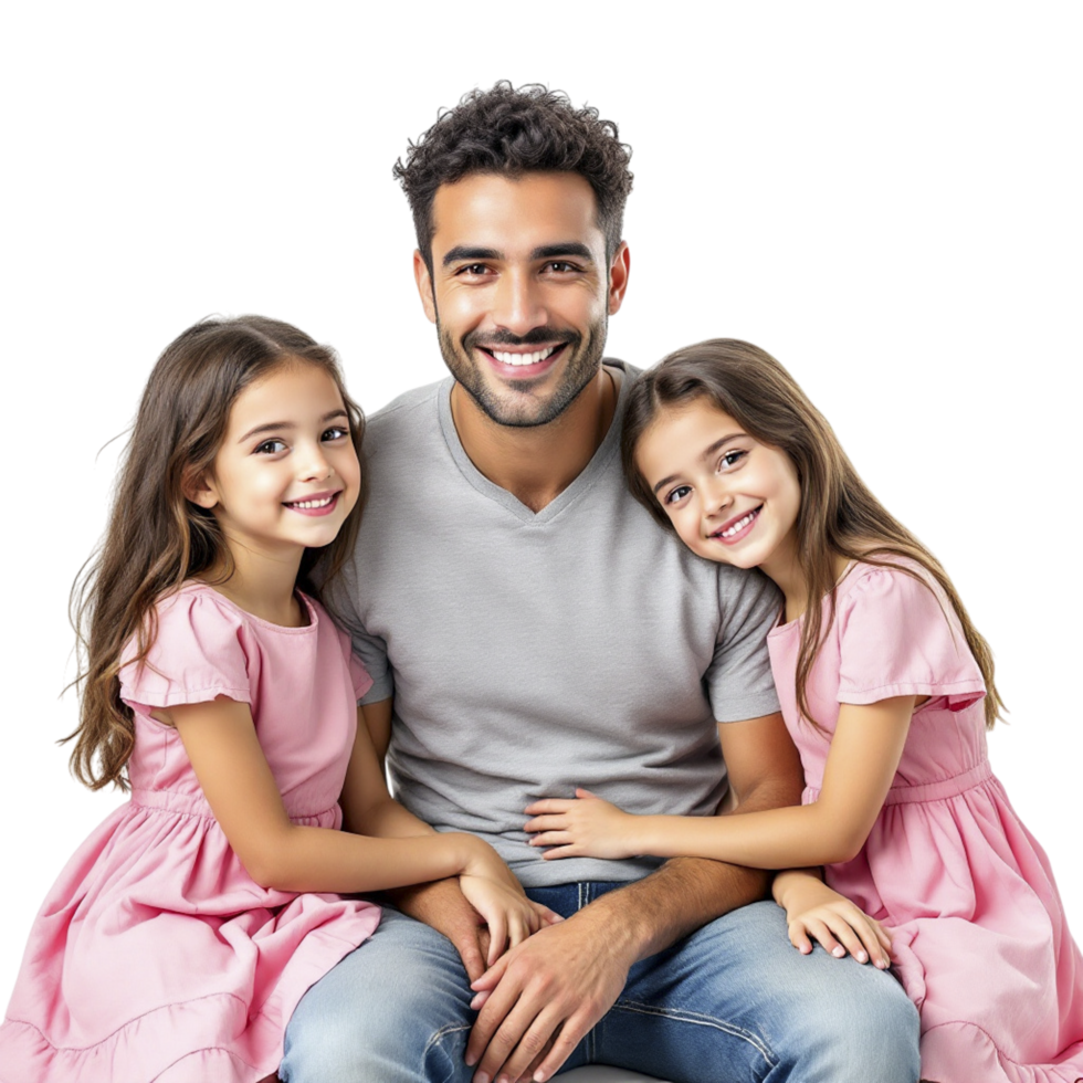 A man and two girls sitting on a couch png