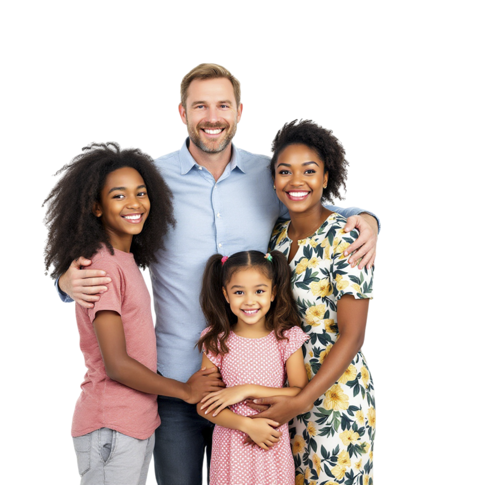 A family with two girls and a man png