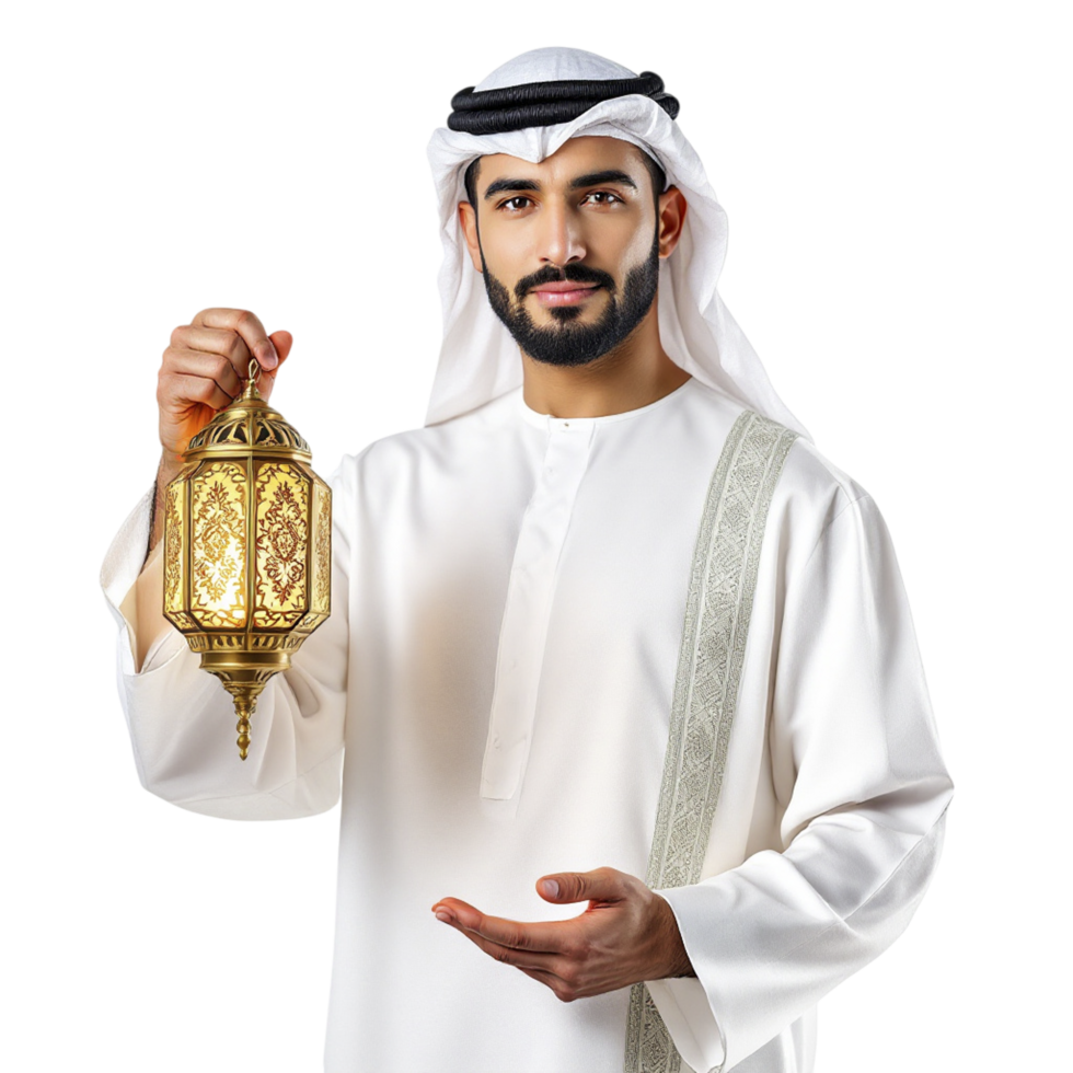Arab man holding a lantern png