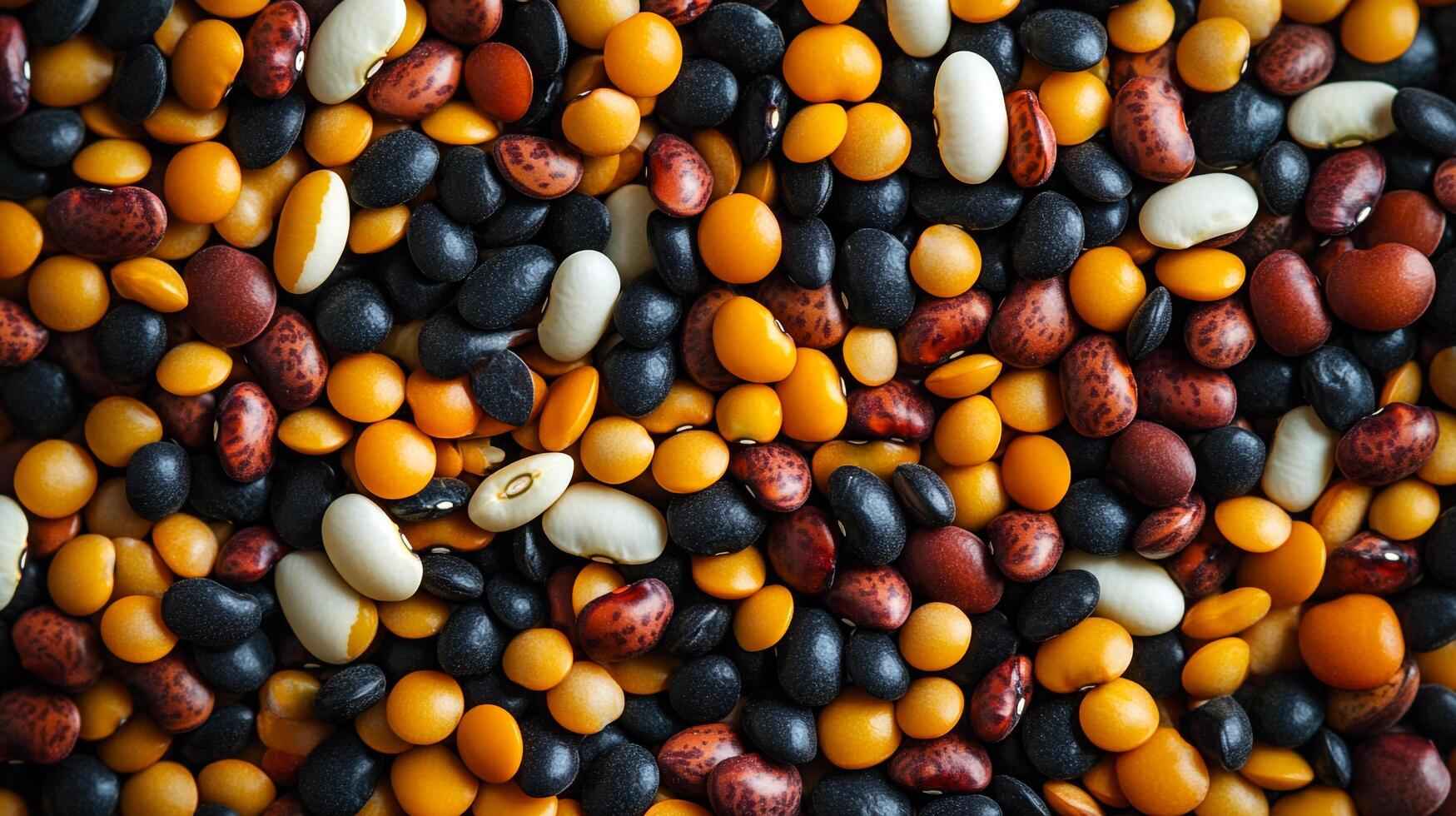 Diverse beans mix creating a colorful and nutritious combination, perfect for healthy meals and vibrant culinary creations. photo