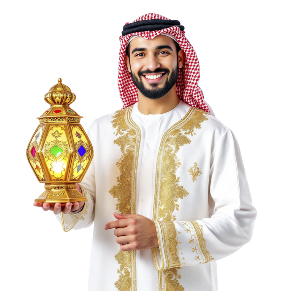 Arab man holding a lantern png