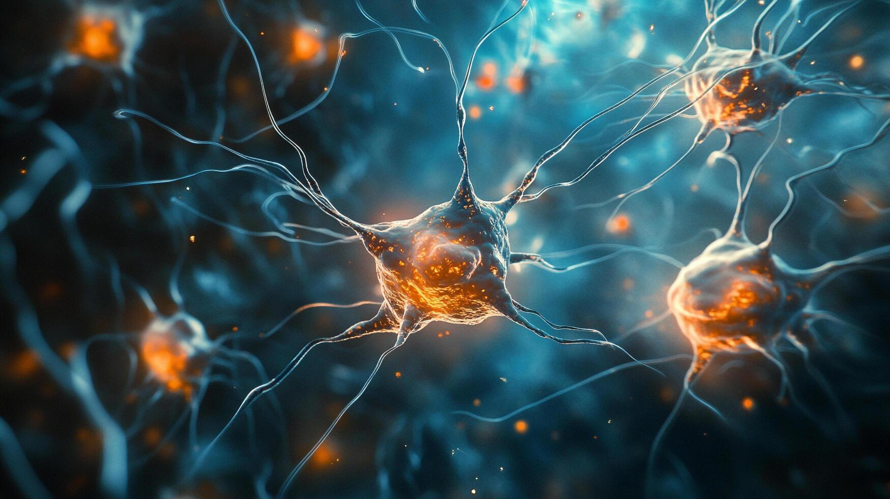 Detailed view of neurons with connecting axons, synapses, and dendrites, highlighting neural networks and biological connections. photo