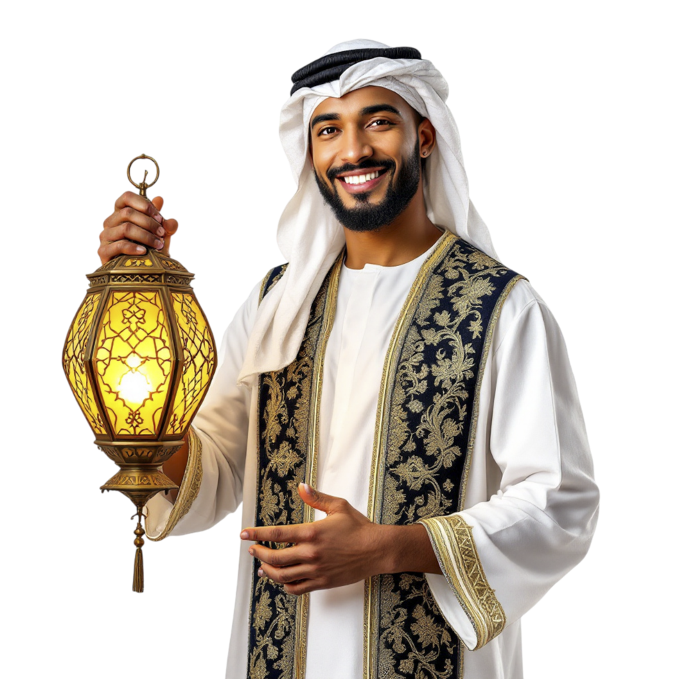 Arab man holding a lantern png