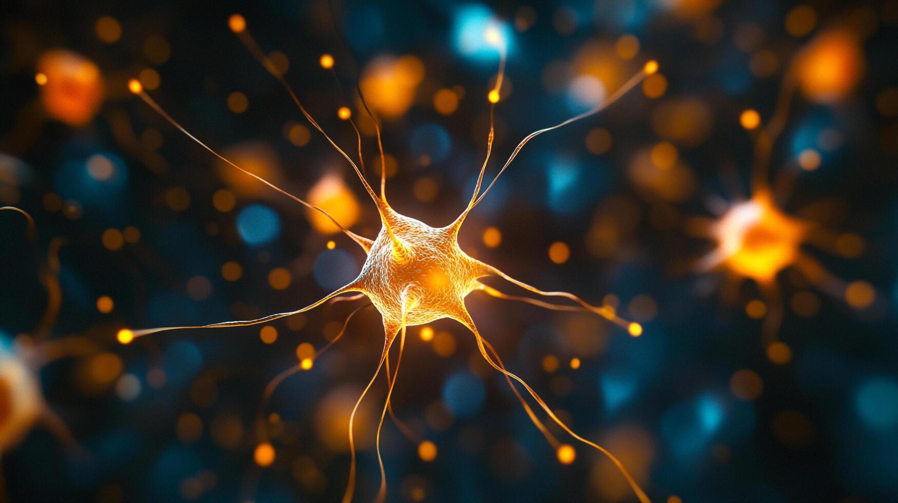 Neuron cells in action. The image displays the intricate network of cells, highlighting connectivity and communication within the brain. photo
