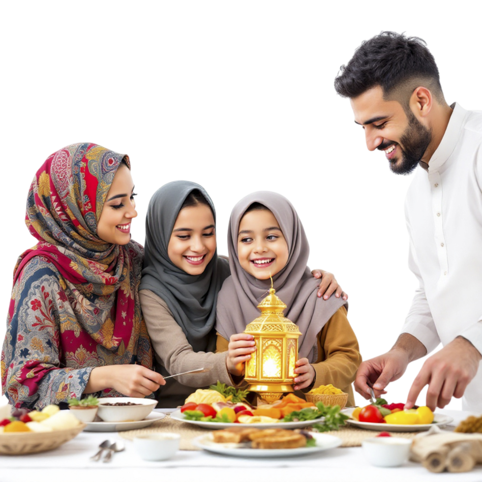 Happy muslim family celebrating ramadan png