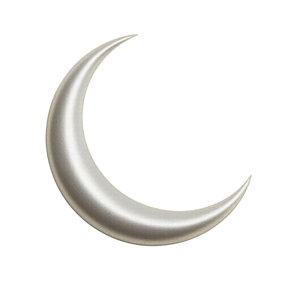 A silver crescent on a black background png