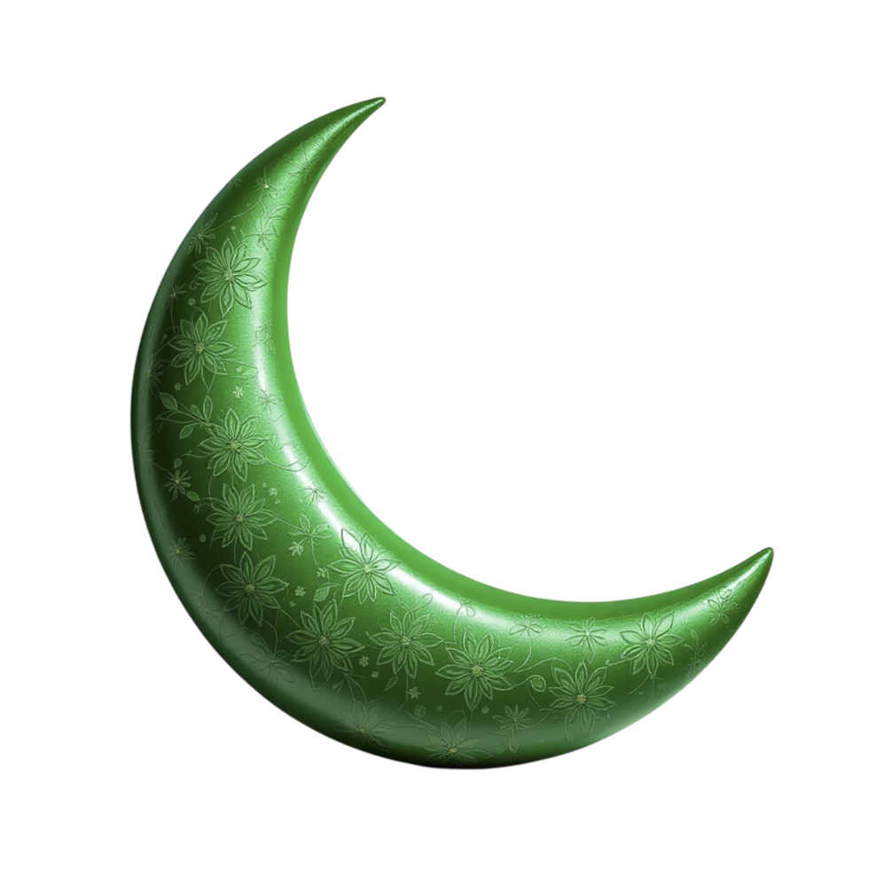A green crescent with snowflakes on it png