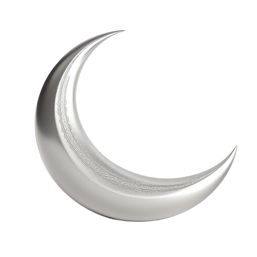A silver crescent on a black background png