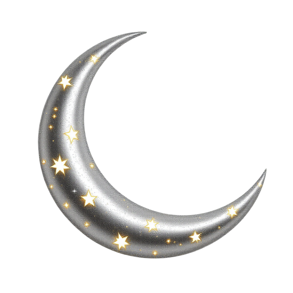 A crescent with stars on it png