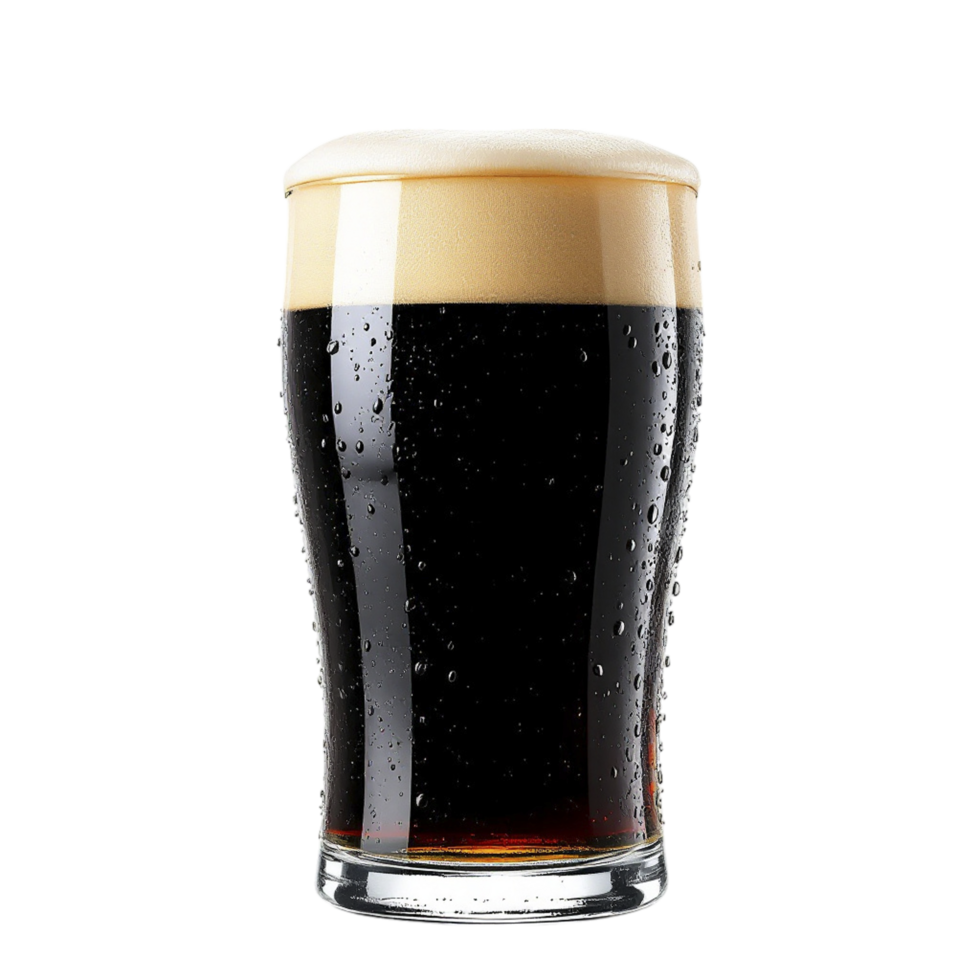 A glass of dark beer on a black background png
