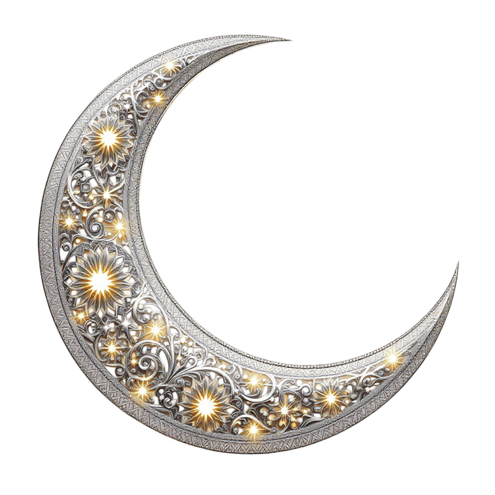 A crescent with a star pattern on it png