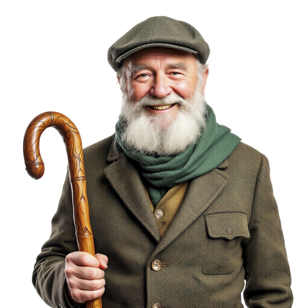 A man with a long white beard and a green scarf png