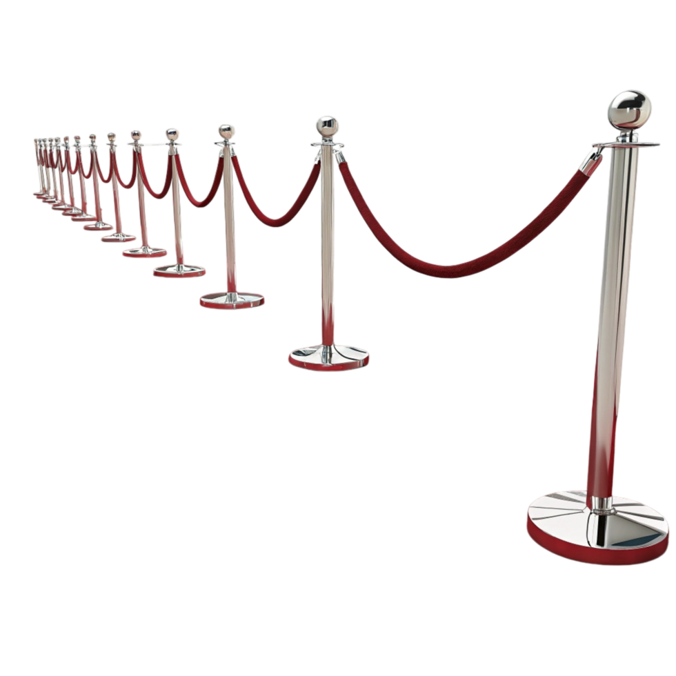 A row of red and white rope barriers png
