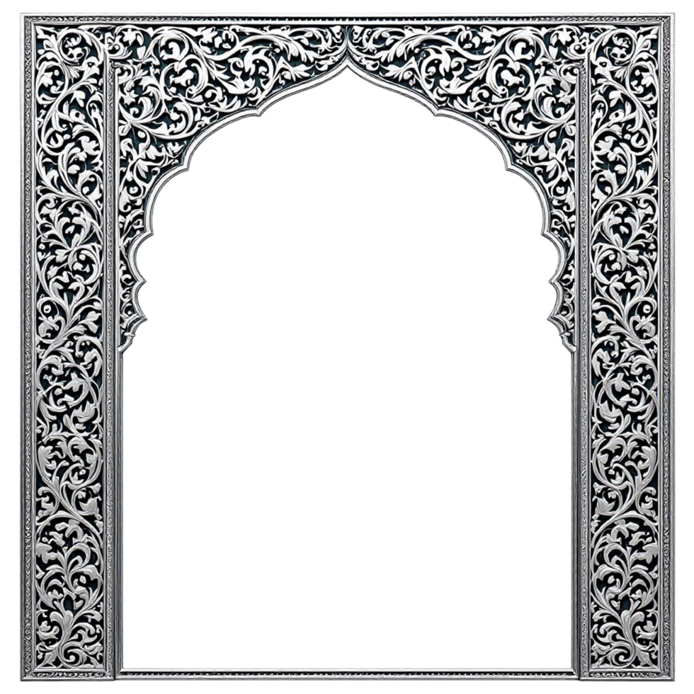 An ornate metal frame with a black background png